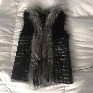 Faux Leather With Faux Fur Quilted Vest
